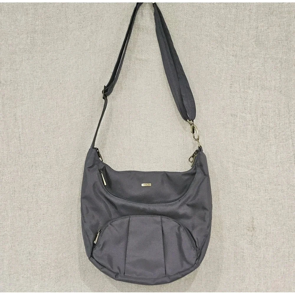 NWOT Travelon RFID Anti-Theft Classic Slouch Hobo Crossbody Bag & Wallet Gray